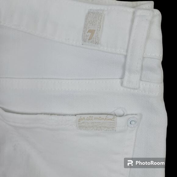 7 For All Mankind Josefina Distressed White Ankle Skinny Jeans SZ 26 - Picture 14 of 16